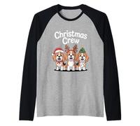 Christmas Crew Xmas Puppy Dog Hound Funny Christmas Beagle Raglan Baseball Tee