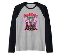 Christmas Crew Xmas Puppy Funny Christmas Doberman Pinscher Raglan Baseball Tee
