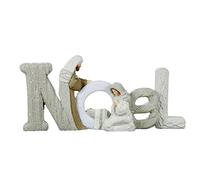 Christmas Crib Figure Krippe Set Traditional Nativity Scene Ornamente With Resin Figures Statue & English Letter Decoration, Nativity Manger Ornament Religious Figures Jesus Decorations (noel)