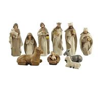 Christmas Crib set - Christmas Figurines Tabletop Scenes - Resin Nativity Set Figures - Religious Ornament Festive Decoration for Home Indoor Decorative Nativity Manger Figure Xm-as Holy Figure