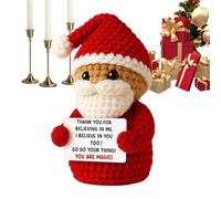 Christmas Crochet Doll - Handmade Santa Claus Plush Ornament, Adorable Winter Holiday Decoration, Greeting Card for Family Friends Kids Adults Boys Girls Teens Father Mother, Festive Decor Toy, Red