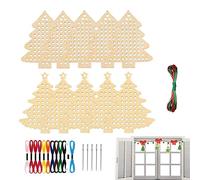 Christmas Cross Embroidery Kits,Cross Embroidery Wood Ornaments with Holes | Christmas Tree Ornaments for Kids to Decorate in Arts and Crafts Activities