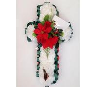 Christmas Cross Flower Tribute Festive Artificial Silk Memorial Funeral Floral Wreath