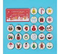 Christmas Cross Stitch Advent Calendar, 2026 Upgrade, DIY Festive Stamped Cross Stitch Kits, 24-Day Christmas Countdown Embroidery Kit for Beginners and Craft Lovers (A)