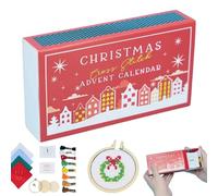 Christmas Cross Stitch Advent Calendar, Christmas Countdown Advent Calendar Embroidery Kit, Christmas Advent Calendar Cross Stitch Patterns, 24 Days Countdown Advent Calendar Gift (Red)