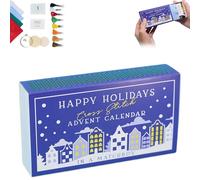 Christmas Cross Stitch Advent Calendar, Christmas Countdown Embroidery Kit, Christmas Advent Calendar Cross Stitch Patterns, For Beginners and Craft Lovers (Blue)