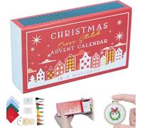 Christmas Cross Stitch Advent Calendar, Christmas Countdown Embroidery Kit,Christmas Countdown Advent Calendar Embroidery Kit 2024, 24 Days Countdown Advent Calendar Gift for Beginners (1PC)