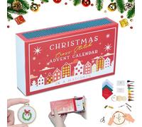 Christmas Cross-Stitch Advent Calendar,Christmas Countdown Embroidery Kit,Christmas Countdown Advent Calendar Embroidery Kit, Countdown Advent Calendar Gift for Beginners (red-1pcs)