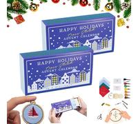 Christmas Cross-Stitch Advent Calendar,Christmas Countdown Embroidery Kit,Christmas Countdown Advent Calendar Embroidery Kit, Countdown Advent Calendar Gift for Beginners (blue-2pcs)