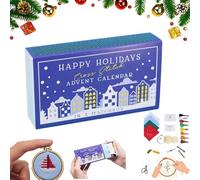 Christmas Cross-Stitch Advent Calendar,Christmas Countdown Embroidery Kit,Christmas Countdown Advent Calendar Embroidery Kit, Countdown Advent Calendar Gift for Beginners (blue-1pcs)