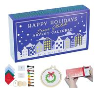 Christmas Cross Stitch Advent Calendar Kit - 24 Days Countdown Patterns, Embroidery Gift (Green)
