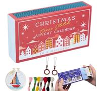 Christmas Cross Stitch Kits, Christmas Cross Stitch Advent Calendar 2024, Christmas Countdown Embroidery Kit, Christmas Cross Stitch Art Supplies, For Beginners And Craft Lovers (red,1pc)