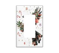 Christmas Crow Ravens Bird Decorative Light Switch Cover Wall Plate 1 Gang Single Rocker, Xmas Balls Snowflakes Electrical Faceplate for Kitchen Bathroom, Winter Switchcover Decor
