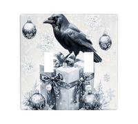 Christmas Crow Ravens Bird Decorative Light Switch Cover Wall Plate 2 Gang Double Toggle, Luxury Xmas Gifts Box Electrical Faceplate for Kitchen Bathroom, Winter Switchcover Decor