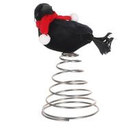 Christmas Crow Tree Topper with Red Scarf Metal Bird Figurine