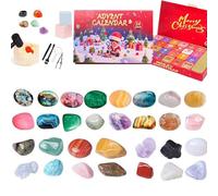 Christmas Crystal Advent Box, 2026 Gemstone Advent Calendar - Christmas Countdown Calendar, 24 Days Natural Crystal Minerals & Fossils Gemstones Xmas Countdown Advent Calendars for Boys Girls (B)