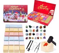 Christmas Crystal Advent Box, Advent Calendar 2026 for kids, 24 Days Natural Rock Crystal Christmas Countdown Calendar for Kids Boys Girls Geology Stone Gemstone Learning Collection Kit (A)