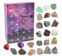 Christmas Crystal Advent Calendar 2024, 24 Days Natural Crystals Minerals Fossils Advent Calendar Xmas Countdown Calendar, for Girls Boys Women Men Adult (Purple)