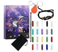 Christmas Crystal Advent Calendar 2025: 24 Healing Crystals & Gemstones Countdown Box with Necklace & Bracelet, Surprise Gift for Women, Men, Teens & Kids, Holiday & Family Fun