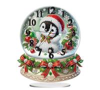 Christmas Crystal Ball 2D Flat Acrylic DIY Diamond Painting Clock Kit, Diamond Art Table Top Acrylic Decorations for Beginner, Clock Tabletop Decor for Home Office-05