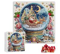 Christmas Crystal Ball Jigsaw Puzzles 1000 Pieces, Christmas challenging Puzzle for Adults and Beginner, Santa's Snow Village Puzzle Family Activity Games for Home Decor Gifts (1pcs)