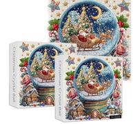 Christmas Crystal Ball Jigsaw Puzzles 1000 Pieces, Christmas challenging Puzzle for Adults and Beginner, Santa's Snow Village Puzzle Family Activity Games for Home Decor Gifts (2 pcs)