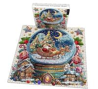 Christmas Crystal Ball Jigsaw Puzzles 1000 Pieces, Christmas challenging Puzzle for Adults and Beginner, Santa's Snow Village Puzzle Family Activity Games for Home Decor Gifts