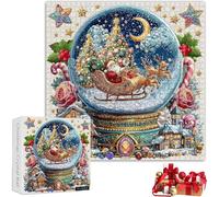 Christmas Crystal Ball Jigsaw Puzzles 1024 Pieces,Santa Claus Puzzles,Letters Clear Connection on The Back,Family Activity Games for Home Decor Gifts (A1)