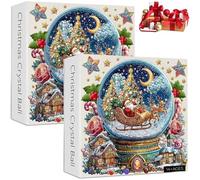 Christmas Crystal Ball Jigsaw Puzzles 1024 Pieces,Santa Claus Puzzles,Letters Clear Connection on The Back,Family Activity Games for Home Decor Gifts (A2)
