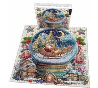 Christmas Crystal Ball Jigsaw Puzzles,Claus Puzzles Family Fun Challenging Christmas,Wooden Puzzles For Adults,with Letters Clear Connection On The Back For Adult Home Decor(1pcs)