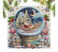 Christmas Crystal Ball Puzzle Winter Christmas Scene Colorful Family Activity Game for Living Room Office Fireplace
