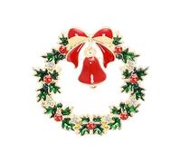 Christmas Crystal Brooch Pins Cute Christmas Tree Jingle Bell Reindeer Santa Claus Enamel Brooches Creative Holiday Party Costume Accessory, S, Zinc, no gemstone