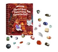 Christmas Crystal Countdown Calendar, 24 Natural Healing Stone Collection Gift Box for Holiday, Birthday, or Thanksgiving Celebration, Ideal for Home, Office, Bedroom, and Spiritual