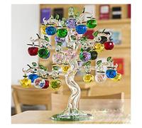 Christmas Crystal Glass Apple Tree Ornaments 36pcs Hanging Apples Home Decor Fengshui Figurines Crafts Gifts Souvenir Miniatures Wealth gifts (Color : Amber trunk, Size : Tree with 3cm apples)