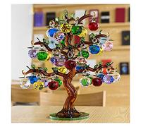 Christmas Crystal Glass Apple Tree Ornaments 36pcs Hanging Apples Home Decor Fengshui Figurines Crafts Gifts Souvenir Miniatures Wealth gifts (Color : Amber trunk, Size : Tree with 3cm apples)