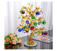 Christmas Crystal Glass Apple Tree Ornaments 36pcs Hanging Apples Home Decor Fengshui Figurines Crafts Gifts Souvenir Miniatures Wealth gifts (Color : Amber trunk, Size : Tree with 3cm apples)
