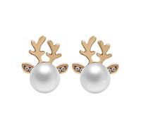 Christmas Crystal Reindeer Antlers Earrings For Women Jewelry Gold Color