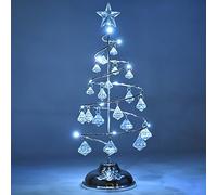 Christmas Crystal Tree Lights 13 Inch Tabletop Christmas Tree Decoration Christmas Tree Lamp with LED and Crystal Pendant Christmas Desktop Decoration for Home Wedding Party Winter Decor (Silver)