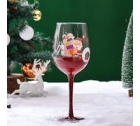 Christmas Crystal Wine Glass Goblet, Hand Painted Drinking Cup Wine Glasses, for Birthday Theme Holiday Party Supplies(Style D)