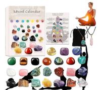 Christmas Crystals Advent Calendar 2025, 24 Days Of Healing Energy & Holiday Magic with Necklace & Pouch, Natural Crysta Gem Advent Calendars for Meditation, Yoga, Home Decorations