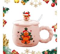 Christmas Cup Large Capacity Cute Christmas Cup Insulated Christmas Mug for Hot Beverage Lovers Coffee Drinkers Tea Drinkers Gift Shoppers Home Decorators Holiday Party Hosts (Ceramic D)