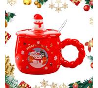 Christmas Cup Large Capacity Cute Christmas Cup Insulated Christmas Mug for Hot Beverage Lovers Coffee Drinkers Tea Drinkers Gift Shoppers Home Decorators Holiday Party Hosts (Ceramic A)