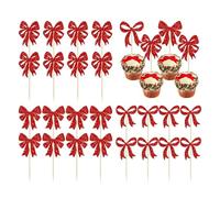 Christmas Cupcake Toppers - 24 Pieces Paper Party Picks | 4.3 cm Festive Dessert Decorations | Birthday Holiday Celebration Table Gathering | Add Cheer to Home Event Family Party Treats