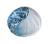 Christmas Curlicues On Baubles Shower Cap For Men Cap Women Reusable Waterproof Long Thick Hair Care Hair Short Kids Bath