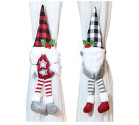 Christmas Curtain Hook Clips with Snowman and Doll Ornaments, Festive Cloth Decorative Holdbacks for Holiday Home Décor, 15x7x48cm, Red Grey White, 2pcs Set
