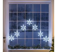 Christmas Curtain Lights LED Snowflake Window Decoration Battery Timer 1m x 1m Christow White One Size