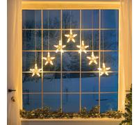 Christmas Curtain Lights LED Star Window Decoration Battery Timer H90cm x W84cm Christow Cream One Size