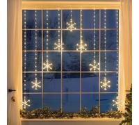 Christmas Curtain Lights Micro LED Snowflake Window Indoor Outdoor 1.2m x 1.2m Christow Cream One Size