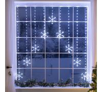 Christmas Curtain Lights Micro LED Snowflake Window Indoor Outdoor 1.2m x 1.2m Christow White One Size