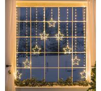 Christmas Curtain Lights Micro LED Star Wall Window Indoor Outdoor 1.2m x 1.2m Christow Cream One Size